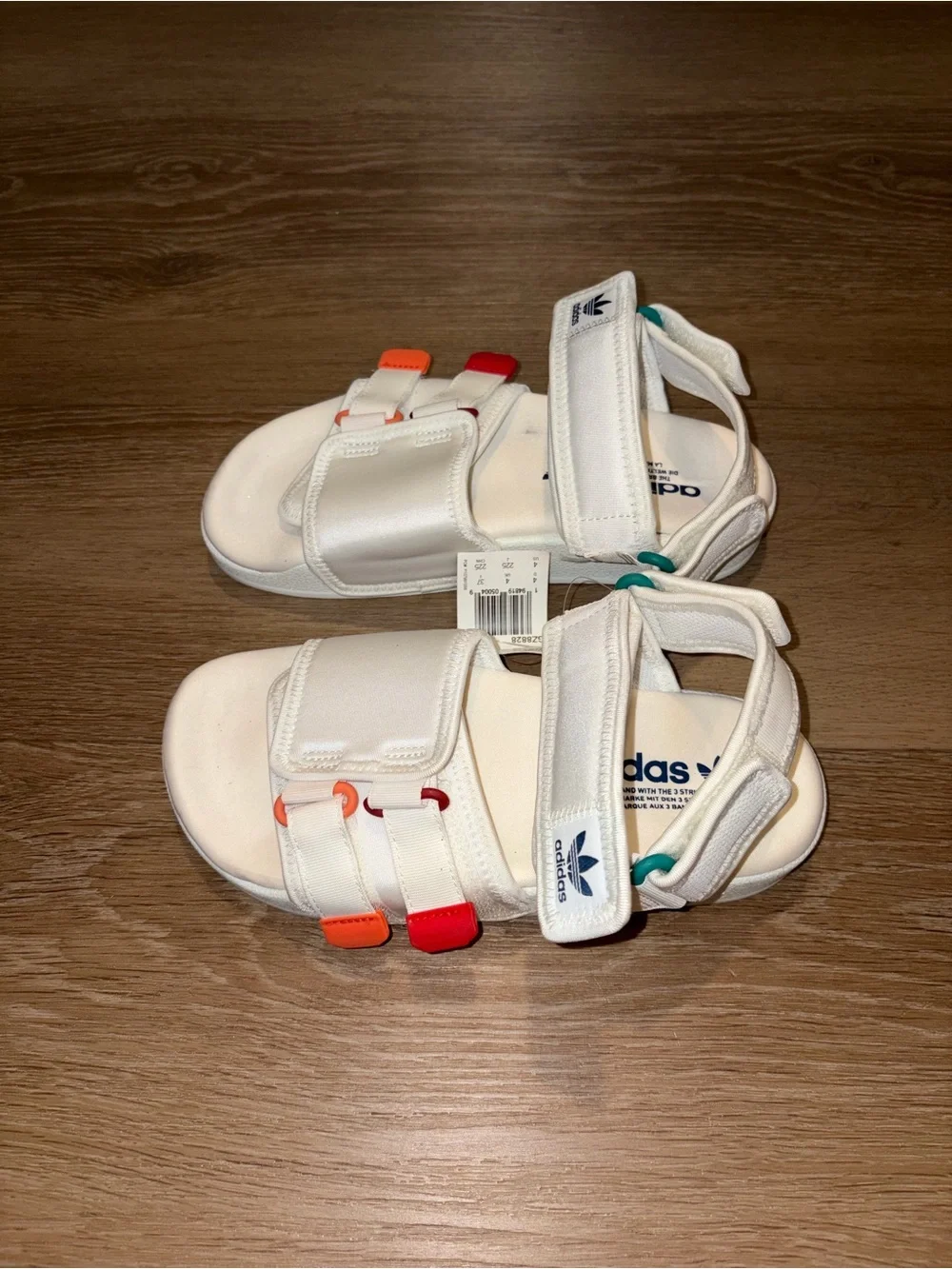 Adidas Adilette Sandal 4.0 White Multicolor Straps Men’s 4 Wmns 5.5 New Defects